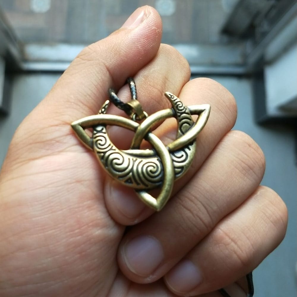 Sacred Spiral Moontriquetra Necklace