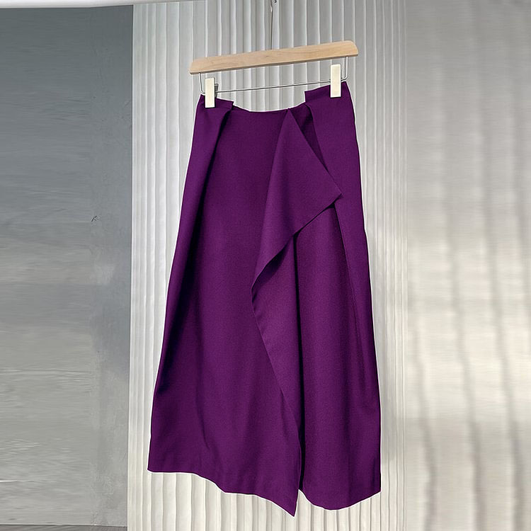 4.29modern Royal Blue Irregular Pleated Patchwork Skirt