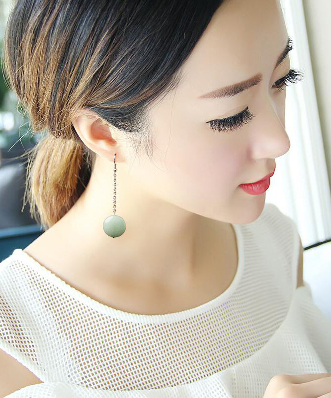 Retro Light Green Jade Drop Earrings