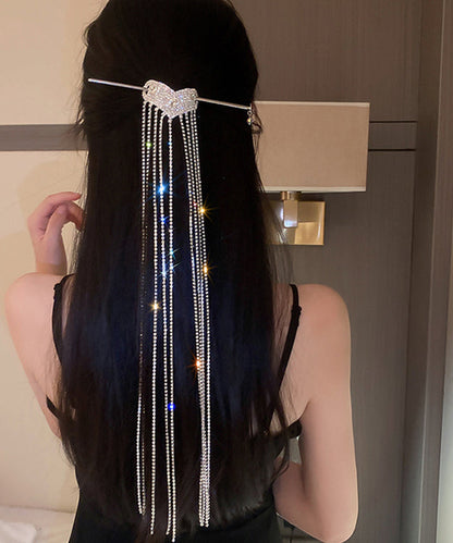 Silk Copper Zircon Love Tassel Hairpin
