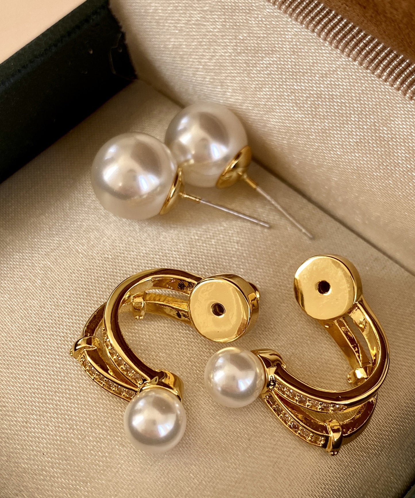 Light Zircon Wear Double Bead Star Track Stud Earrings