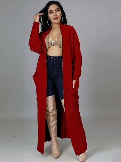 Long Length Cable Knit Cardigan Tf8521