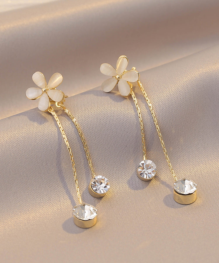 Modern White Alloy Opal Tassel Drop Earrings