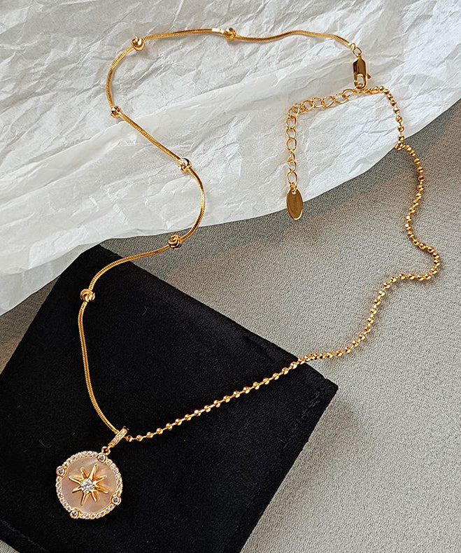 Gold Shell Adjustable Copper Pendant Necklace