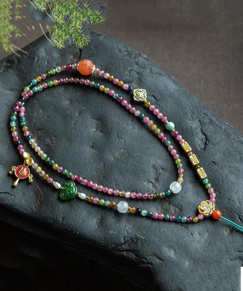 Rainbow Beading Sweater Tassel Gratuated Bead Necklace