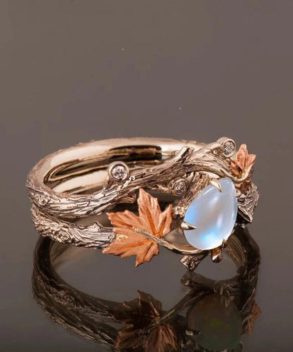 Antique Gold Twig Maple Leaf Rings