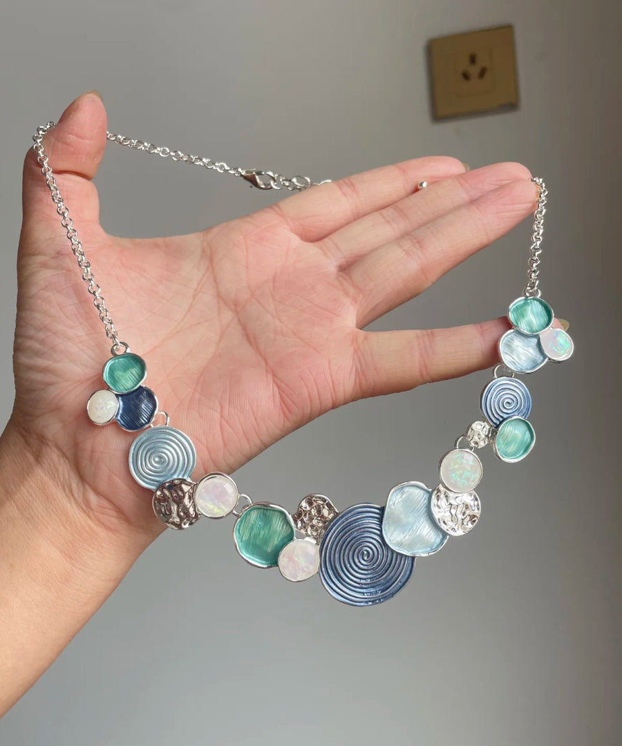 Rainbow Sterling Silver Rose Hollow Out Lariat Necklace