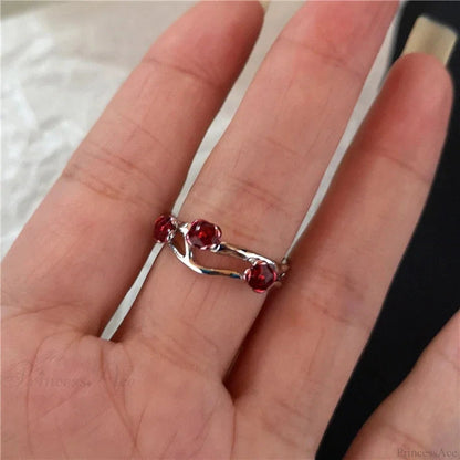 Dark Rebel Crimson Gem Cross Ring