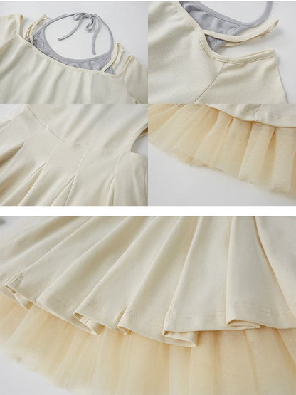Layered Drawstring Back-open One-piece