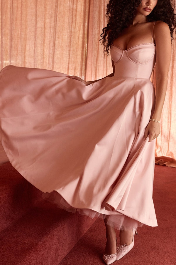 Suspender V-neck Sleeveless Tutu Maxi Dress