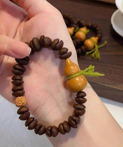 Coffee Weave Buddha Bead Gourd Chain Bracelet