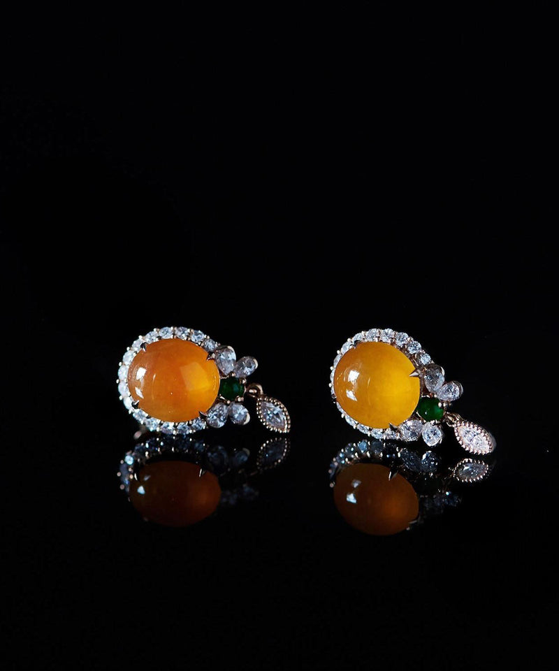 Yellow Sterling Silver Zircon Chalcedony Tassel Stud Earrings