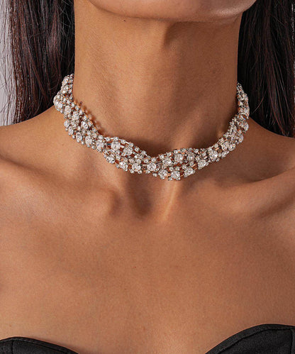 Classy White Sparkling Zircon Collar Necklace