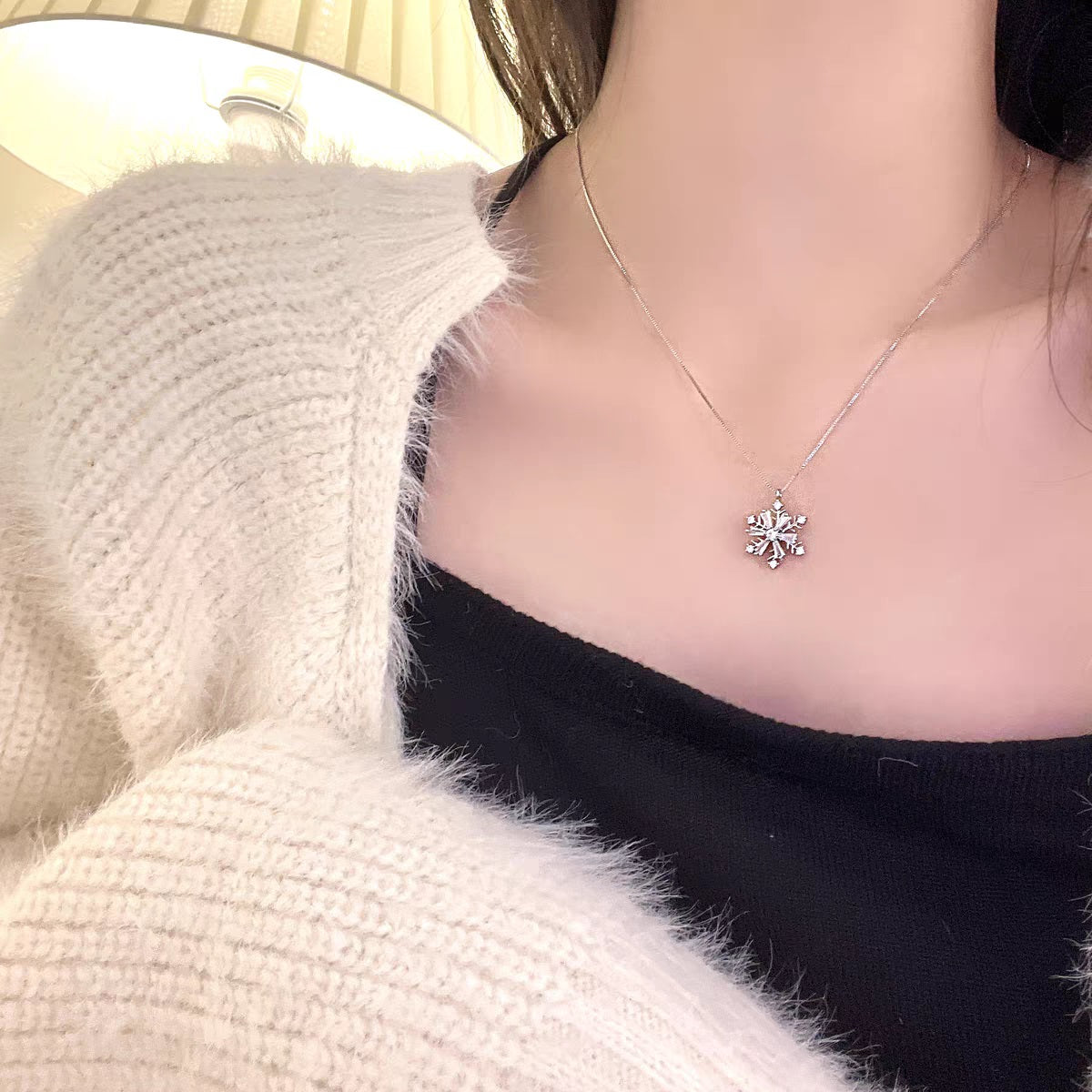 Diy Gold Sterling Silver Overgild Snowflake Pendant Necklace