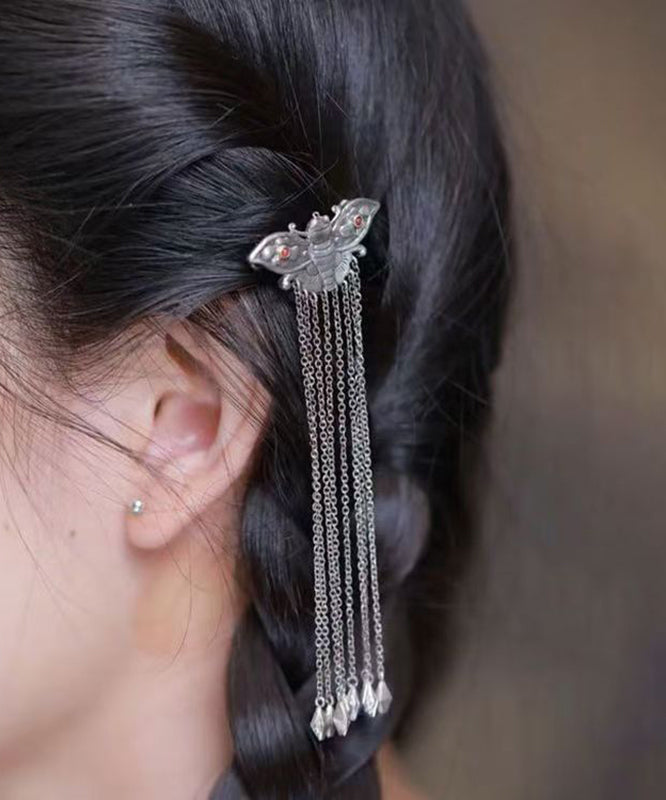 Silk Sterling Silver Butterfly Tassel Hairpin