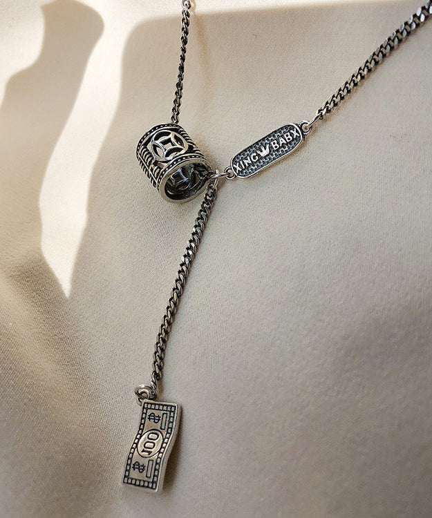 Silk Sterling Silver Stainless Steel Abacus Pendant Necklace
