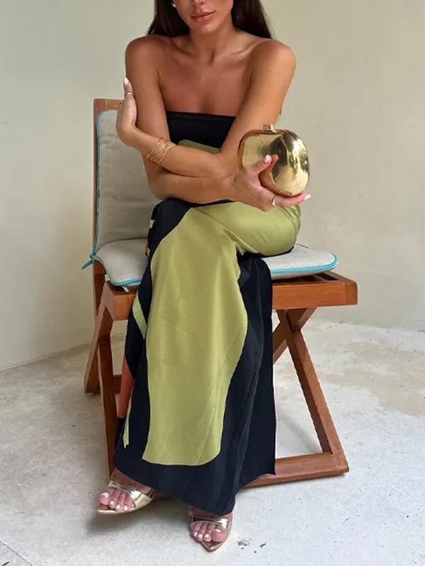 Loose Printed Split-joint Tube Maxi Dresses