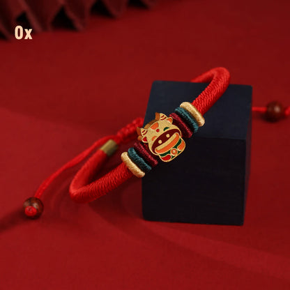 Buddha Stones Handmade 925 Sterling Silver Year of the Dragon Chinese Zodiac Luck Braided Red Bracelet