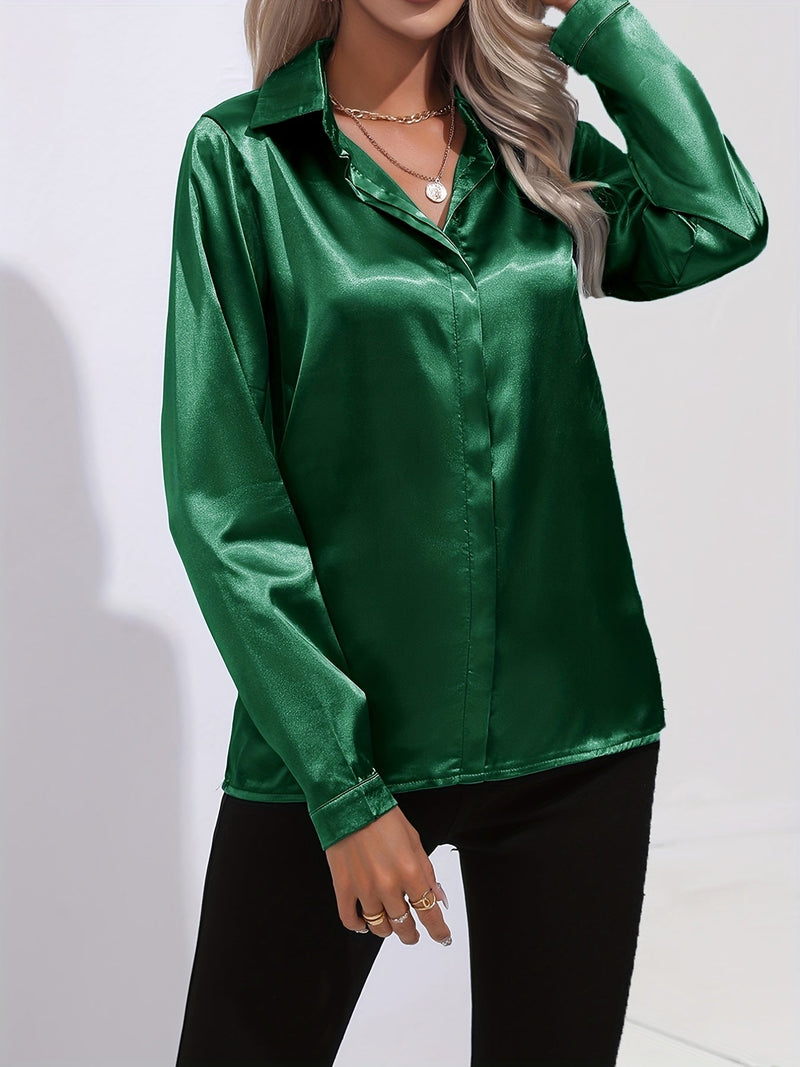 Sarah | ’s Button Down Long Sleeve Satin Blouses