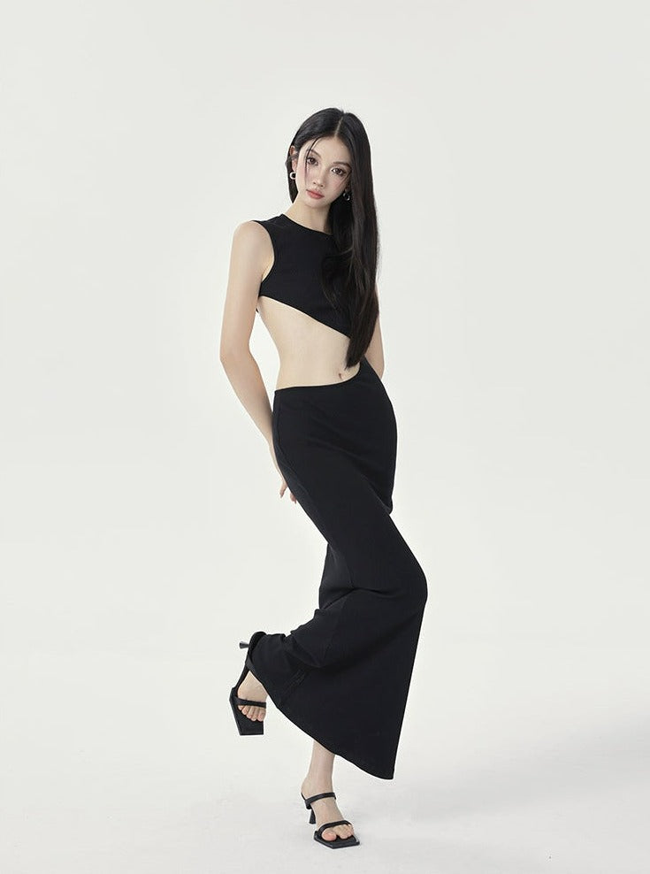 Black Cutout Sleeveless Maxi Dress