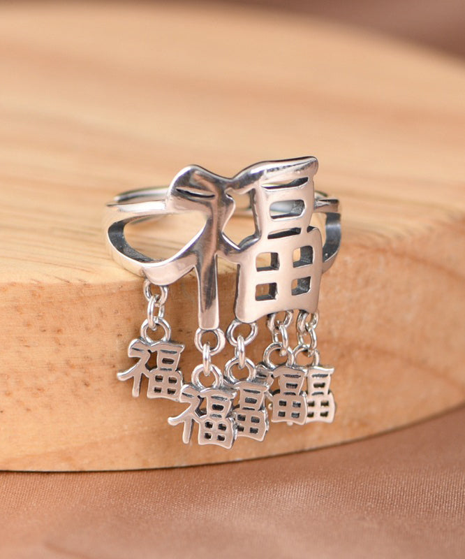 Silk Sterling Silver Fu Character Rings