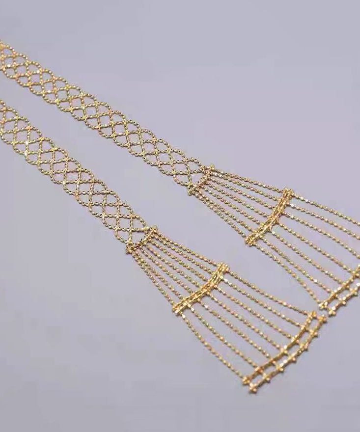 Gold Sterling Silver Overgild Chain Hollow Out Necklace