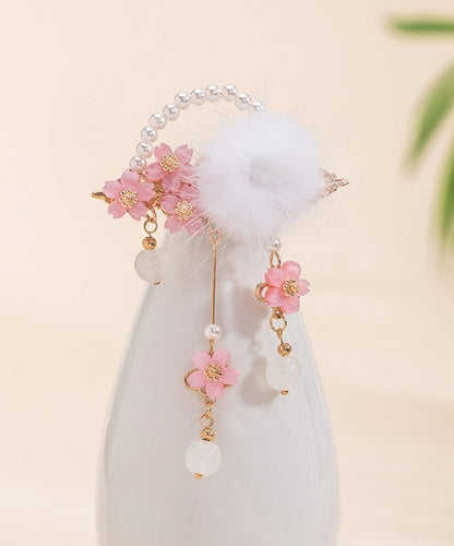 Colorblock Copper Pearl Mink Hair Tassel Hairpin