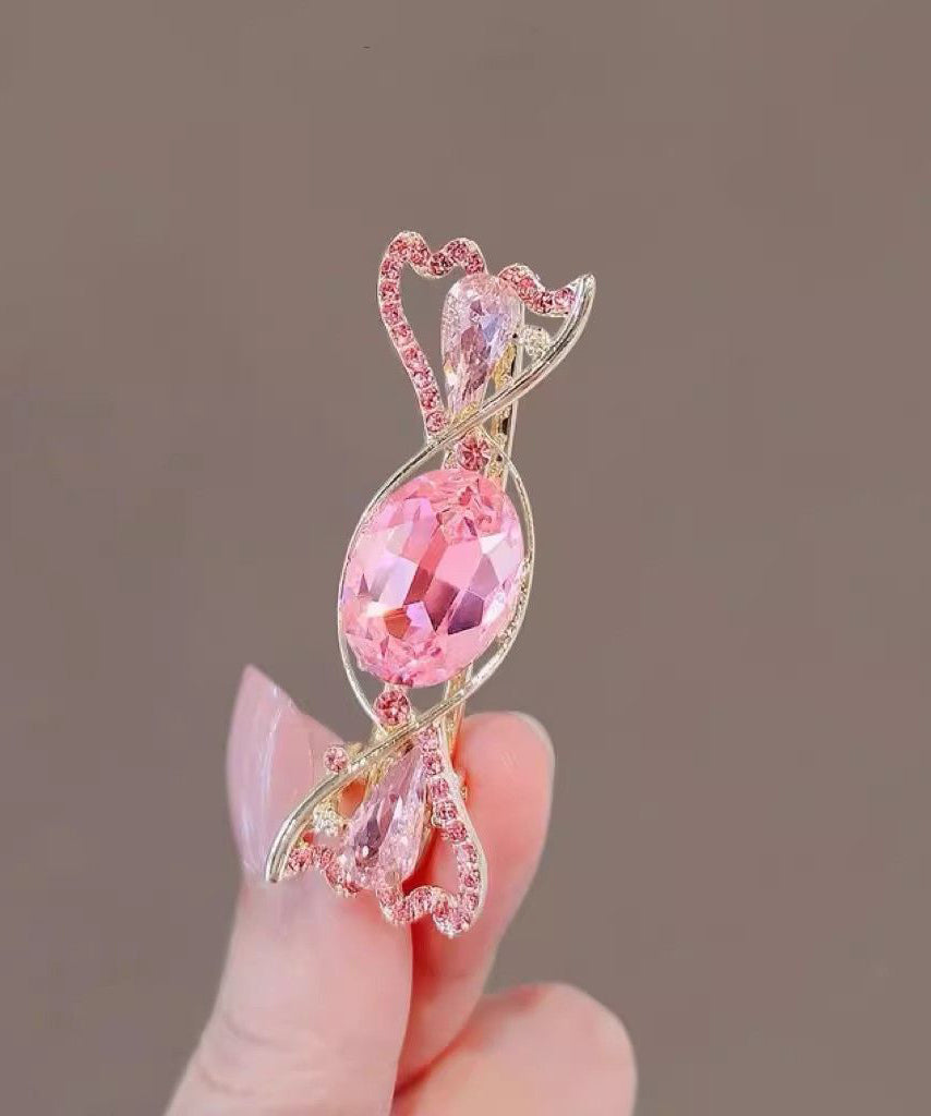 Pink Alloy Crystal Zircon Candy Hairpin