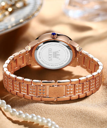 Rose Gold Zircon Stainless Steel Zircon Quartz Movement Watches
