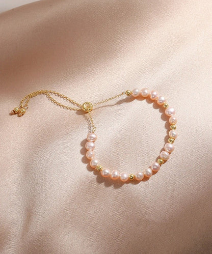 Handmade Original Design Pink Pearl 14k Gold Bracelet