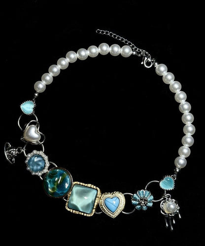 Rainbow Stainless Steel Pearl Collar Necklace