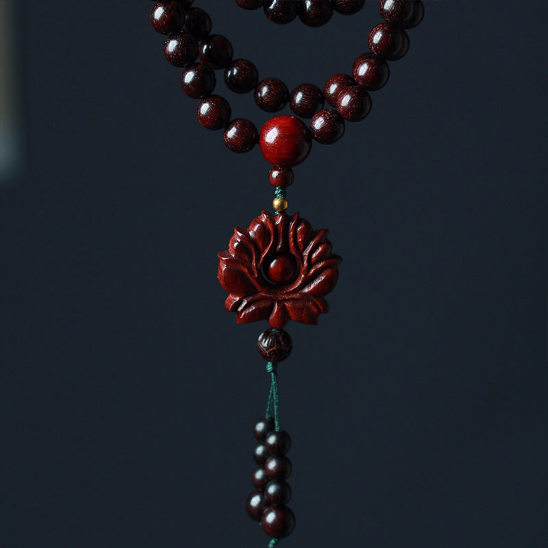 6mm Small Leaf Red Sandalwood Wood Mala Balance Bracelet
