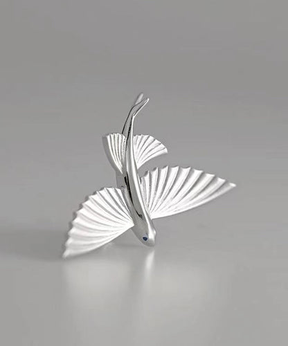 Diy Silk Sterling Silver Little Flying Fish Stud Earrings