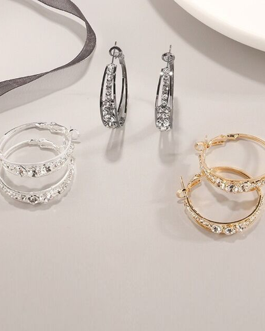 Rhinestone-encrusted Large Hoop Earrings