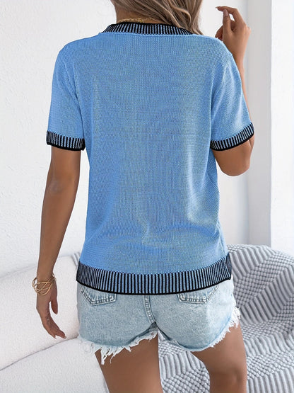 Carolina - Classic Striped Crewneck Knit Blouse