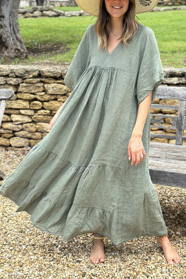 Mira V-neck Paneled Maxi Dress