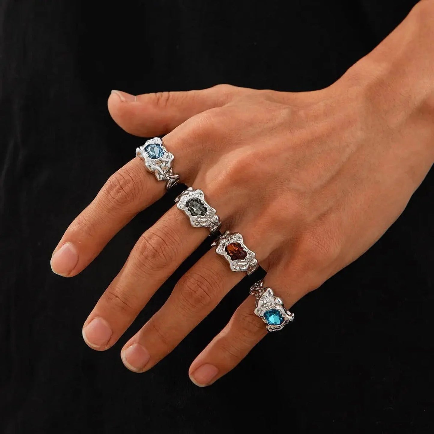 Fiery Colorful Zircon Gothic Band
