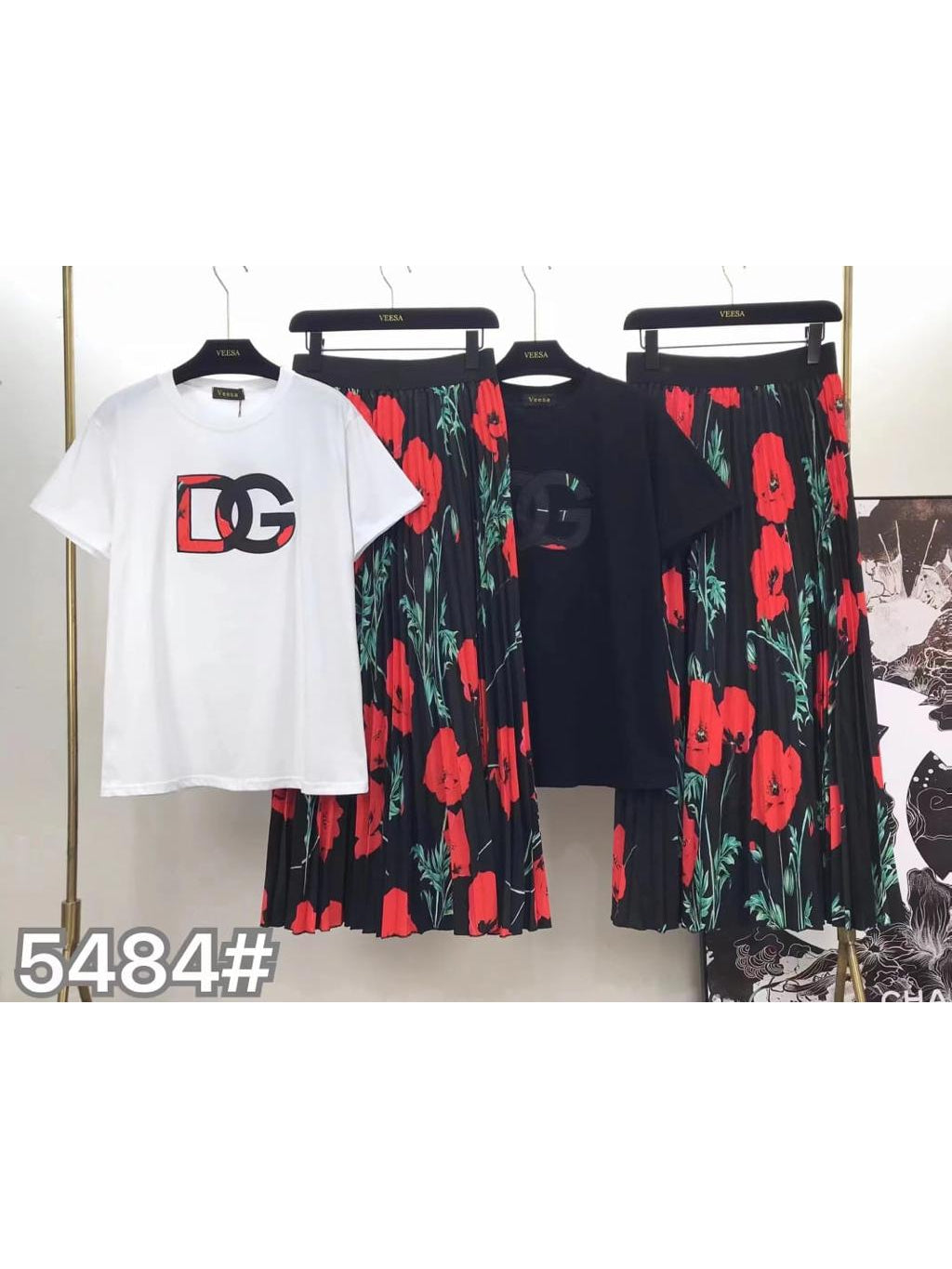 Print D G T-shirt & Skirt Coord Set