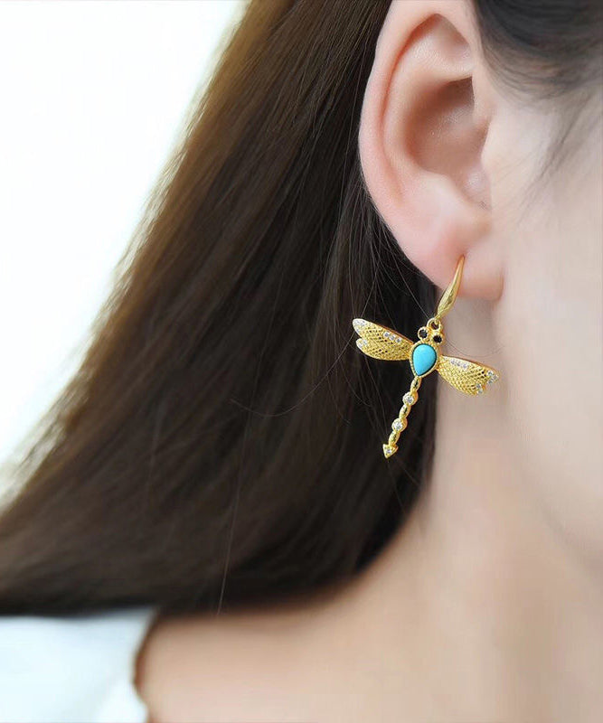Gold Plated Turquoise Hoop Earrings