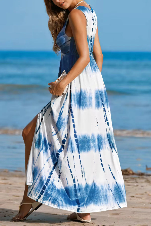 Slate \u0026 Snow Tie-dve Twist Front Maxi Dress