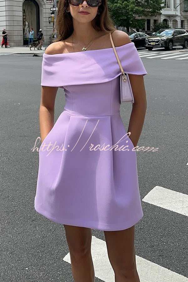 Evening Lapel Bandeau Removable Belt Pocketed Mini Dress
