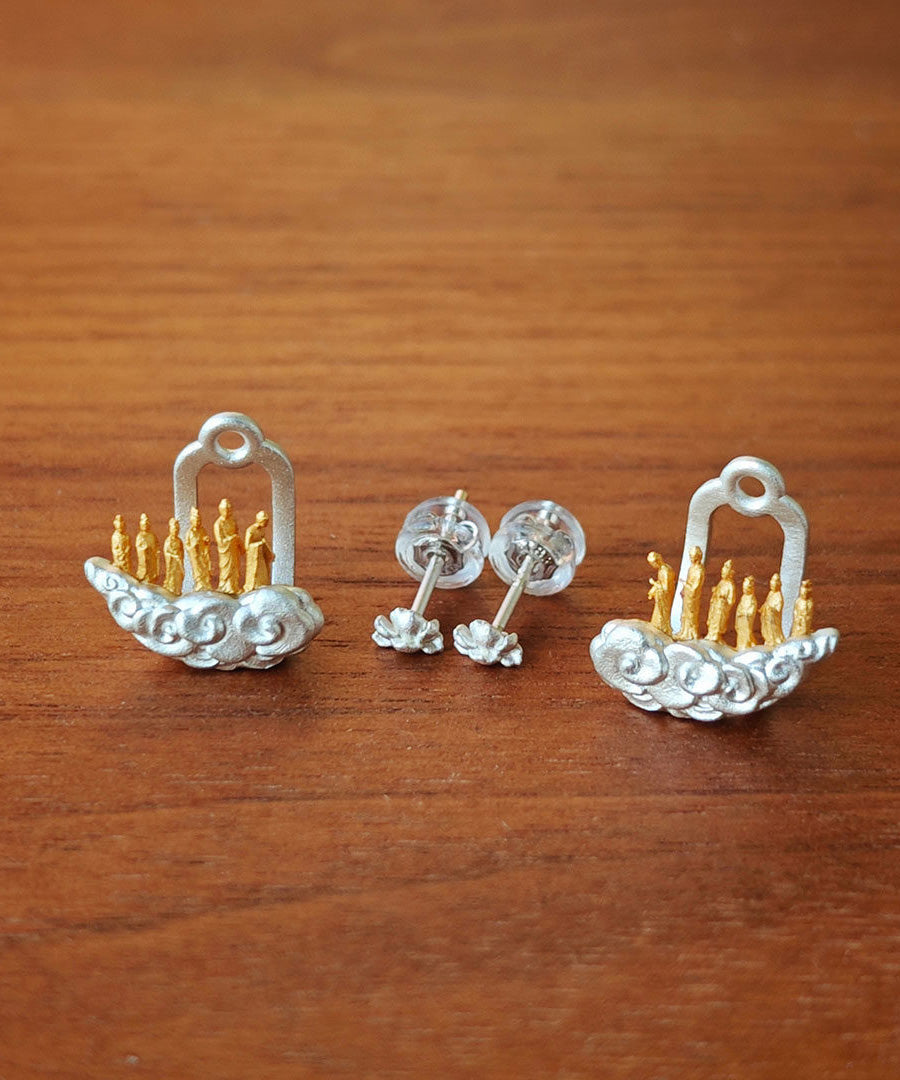 New Chinese Style Unique Design Silver Stud Earrings