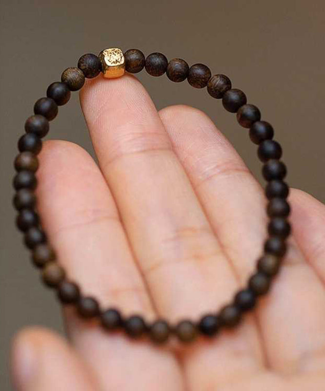 Brown Sterling Silver Overgild Beads Bracelet