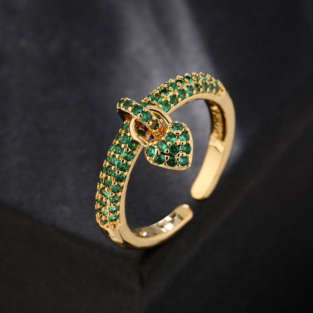 "zirconia Love Knot: Heart Charm Rings"