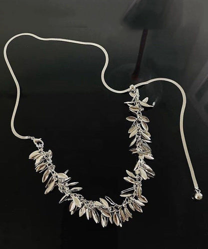 Unique Silk Stainless Steel Sequins Ear of Wheat Tassel Pendant Necklace