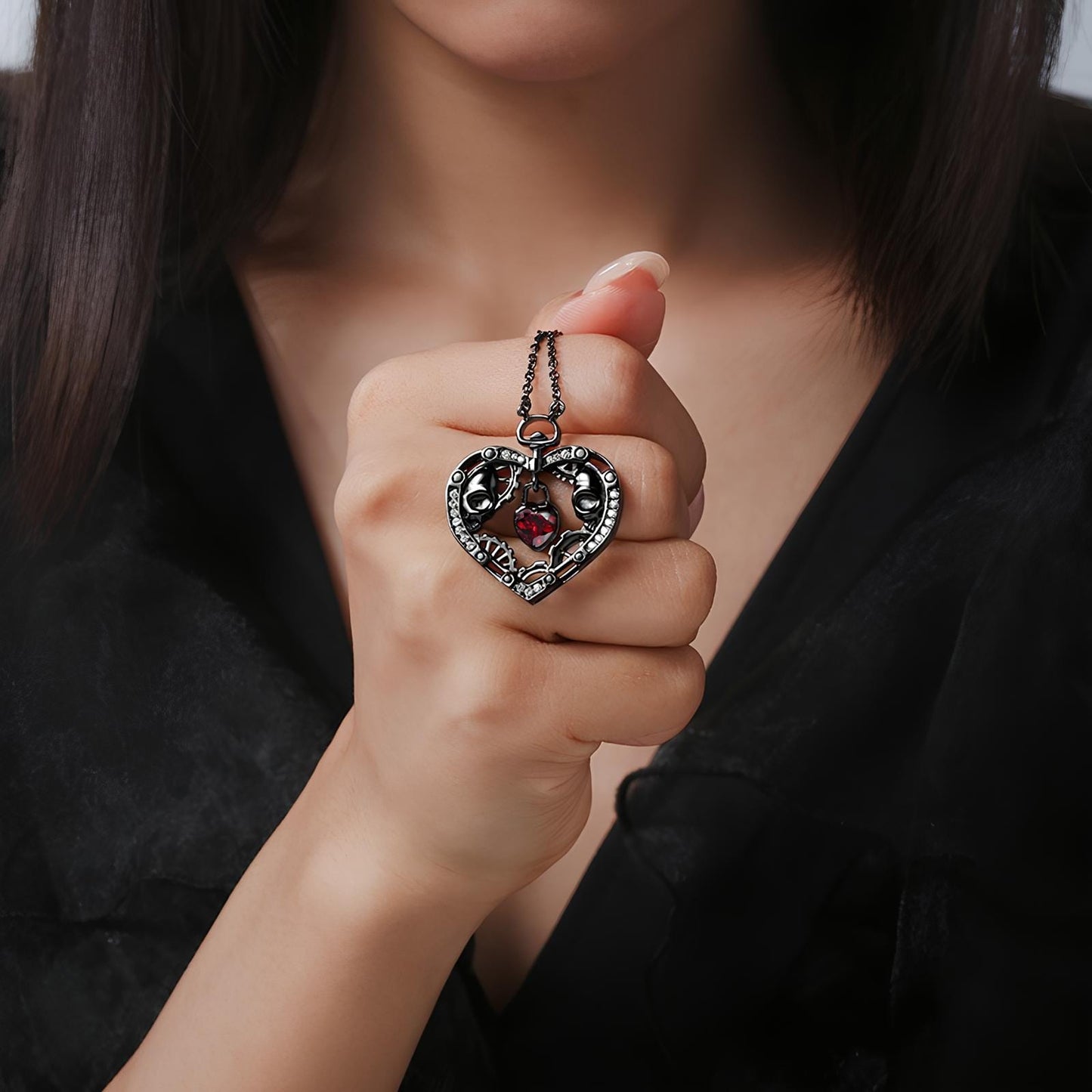 Gothic Love Clockwork Necklace
