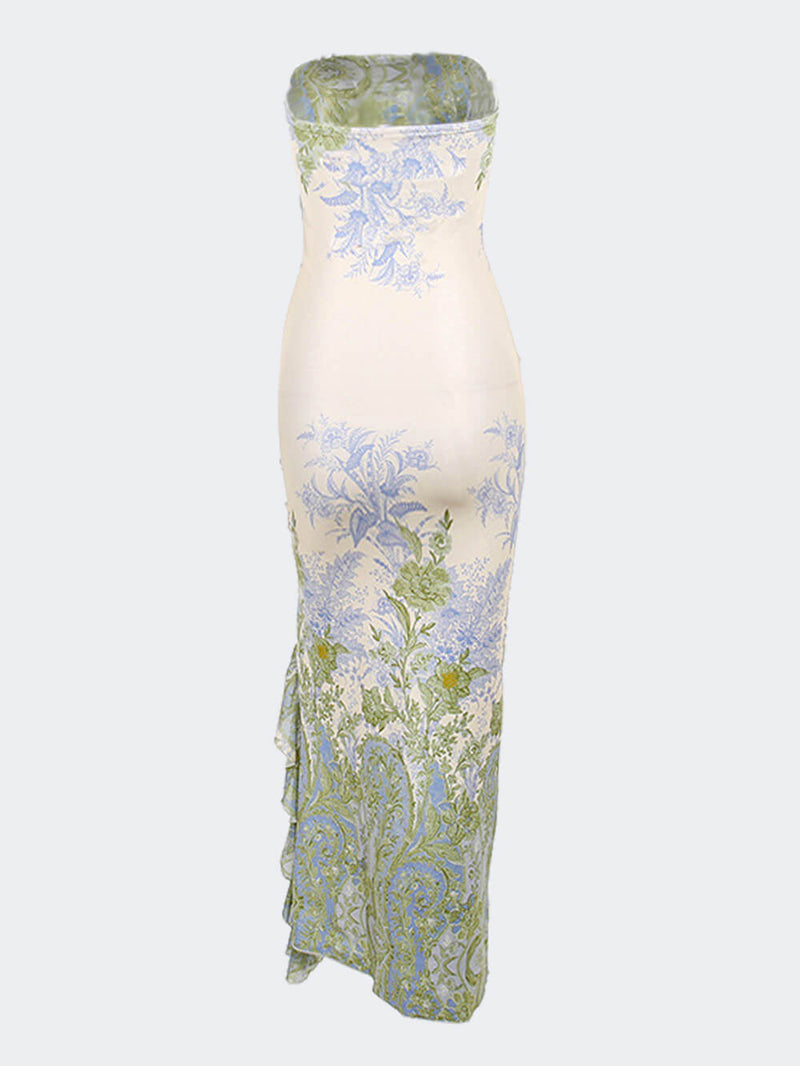 Flowerprint Maxi Dress With Split