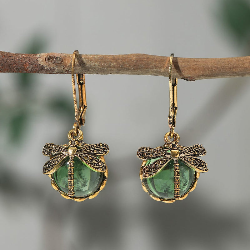 Enchanted Dragonfly Crystal Drop Earrings