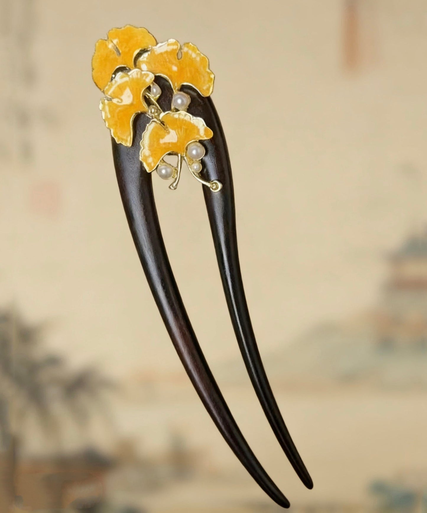 Retro Black Wooden Pearl U-shaped Hairpin