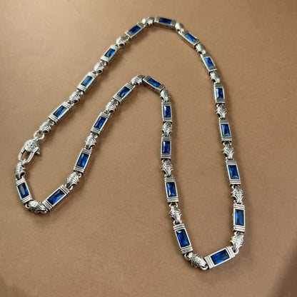 Sterling Silver Heavy Duty Turkish Style Tangleweed Zirconia Necklace